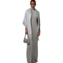 Elisabetta Franchi Scarves-- Logo Patterned Square Scarf - Grey - Scarf - Made in Italy - Luxury Exclusive Collection - Avvenice