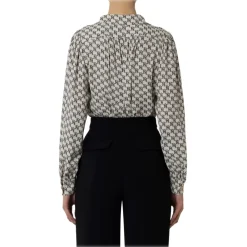 Elisabetta Franchi Shirts-- Logo Blouse with Chain - White/Black - Shirt - Made in Italy - Luxury Exclusive Collection - Avvenice