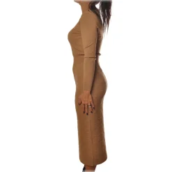 Elisabetta Franchi Dresses-- Long Sleeve Dress - Mou - Dress - Made in Italy - Luxury Exclusive Collection - Avvenice