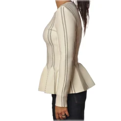 Elisabetta Franchi Jackets-- Long Sleeve Screwed - Butter Black - Jacket - Made in Italy - Luxury Exclusive Collection - Avvenice