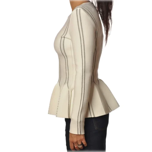 Elisabetta Franchi Jackets-- Long Sleeve Screwed - Butter Black - Jacket - Made in Italy - Luxury Exclusive Collection - Avvenice