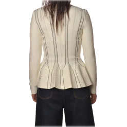 Elisabetta Franchi Jackets-- Long Sleeve Screwed - Butter Black - Jacket - Made in Italy - Luxury Exclusive Collection - Avvenice