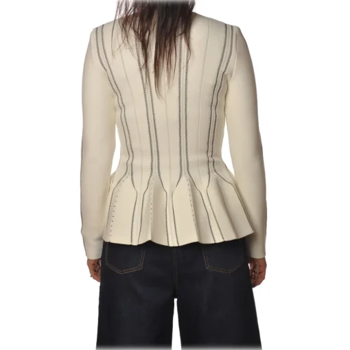 Elisabetta Franchi Jackets-- Long Sleeve Screwed - Butter Black - Jacket - Made in Italy - Luxury Exclusive Collection - Avvenice