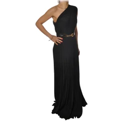 Elisabetta Franchi Jackets|Dresses-- Long Dress in Jersey Fabric - Black - Dress - Made in Italy - Luxury Exclusive Collection - Avvenice