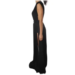 Elisabetta Franchi Jackets|Dresses-- Long Dress in Jersey Fabric - Black - Dress - Made in Italy - Luxury Exclusive Collection - Avvenice