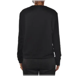 Elisabetta Franchi Sweatshirts-- Oversize Sweatshirt in Cotton - Black - Sweatshirt - Made in Italy - Luxury Exclusive Collection - Avvenice