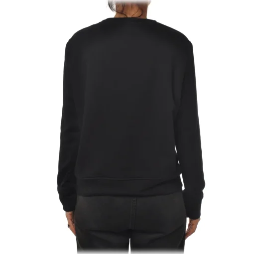 Elisabetta Franchi Sweatshirts-- Oversize Sweatshirt in Cotton - Black - Sweatshirt - Made in Italy - Luxury Exclusive Collection - Avvenice