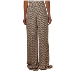 Elisabetta Franchi Trousers-- Palazzo Trousers in Pattern - Vanilla/Black - Trousers - Made in Italy - Luxury Exclusive Collection - Avvenice