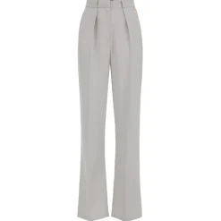 Elisabetta Franchi Trousers-- Palazzo Trousers with Pences - Grey - Trousers - Made in Italy - Luxury Exclusive Collection - Avvenice