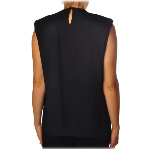 Elisabetta Franchi Tops-- Shirt with Star Necklace - Black - Top - Made in Italy - Luxury Exclusive Collection - Avvenice