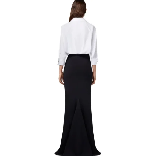 Elisabetta Franchi Jackets|Dresses-- Shirt and Mermaid Skirt Dress - White/Black - Dress - Made in Italy - Luxury Exclusive Collection - Avvenice