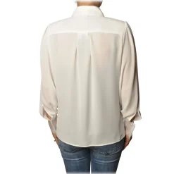 Elisabetta Franchi Shirts-- Shirt with Long Sleeve - White - Shirt - Made in Italy - Luxury Exclusive Collection - Avvenice