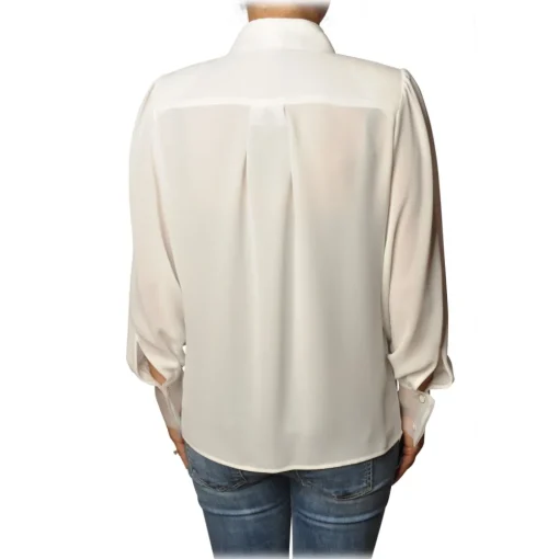 Elisabetta Franchi Shirts-- Shirt with Long Sleeve - White - Shirt - Made in Italy - Luxury Exclusive Collection - Avvenice