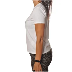 Elisabetta Franchi T-shirt-- Short Sleeve Round Neck T-Shirt - Chalk - T-Shirt - Made in Italy - Luxury Exclusive Collection - Avvenice