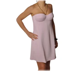 Elisabetta Franchi Jackets|Dresses-- Short Dress with Neck Detail - Lillac - Dress - Made in Italy - Luxury Exclusive Collection - Avvenice
