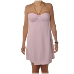 Elisabetta Franchi Jackets|Dresses-- Short Dress with Neck Detail - Lillac - Dress - Made in Italy - Luxury Exclusive Collection - Avvenice
