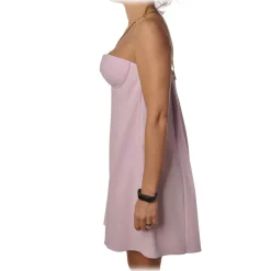 Elisabetta Franchi Jackets|Dresses-- Short Dress with Neck Detail - Lillac - Dress - Made in Italy - Luxury Exclusive Collection - Avvenice
