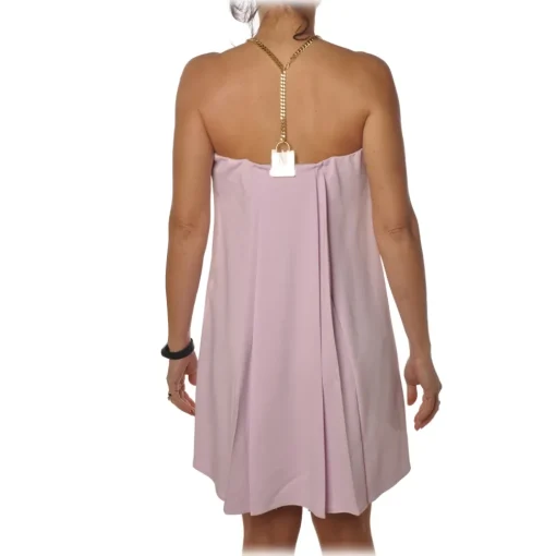Elisabetta Franchi Jackets|Dresses-- Short Dress with Neck Detail - Lillac - Dress - Made in Italy - Luxury Exclusive Collection - Avvenice