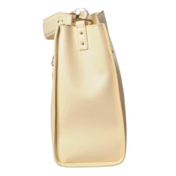 Elisabetta Franchi Bags-- Shoulder Bag in Eco-Leather with Gold Logo - Butter - Bag - Made in Italy - Luxury Exclusive Collection - Avvenice
