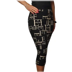 Elisabetta Franchi Skirts-- Skirt in Logo Fantasy - Black/White - Skirt - Made in Italy - Luxury Exclusive Collection - Avvenice