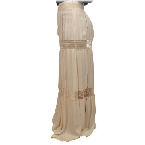 Elisabetta Franchi Skirts-- Skirt with Lace Trimmings - Cream - Skirt - Made in Italy - Luxury Exclusive Collection - Avvenice