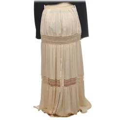 Elisabetta Franchi Skirts-- Skirt with Lace Trimmings - Cream - Skirt - Made in Italy - Luxury Exclusive Collection - Avvenice