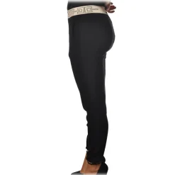 Elisabetta Franchi Trousers-- Sporty Trousers with Logoed Elastic - Black - Trousers - Made in Italy - Luxury Exclusive Collection - Avvenice