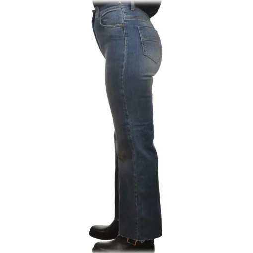 Elisabetta Franchi Trousers-- Straight Leg Palazzo Jeans - Blue - Trousers - Made in Italy - Luxury Exclusive Collection - Avvenice