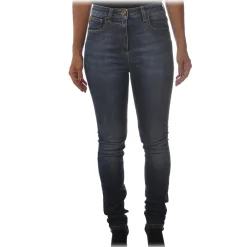 Elisabetta Franchi Trousers-- Tapered Leg Jeans - Blue Vintage - Trousers - Made in Italy - Luxury Exclusive Collection - Avvenice