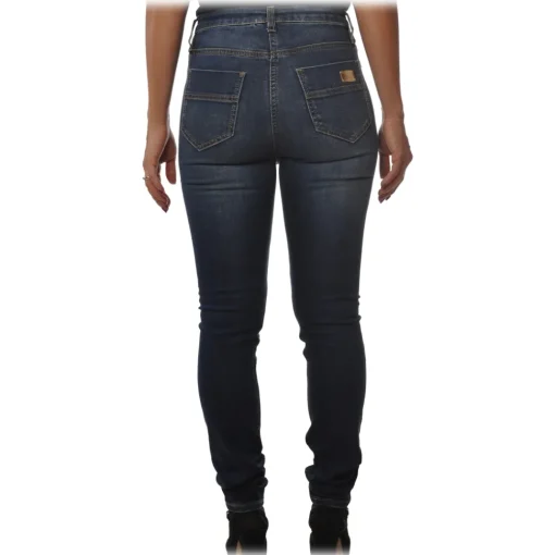 Elisabetta Franchi Trousers-- Tapered Leg Jeans - Blue Vintage - Trousers - Made in Italy - Luxury Exclusive Collection - Avvenice