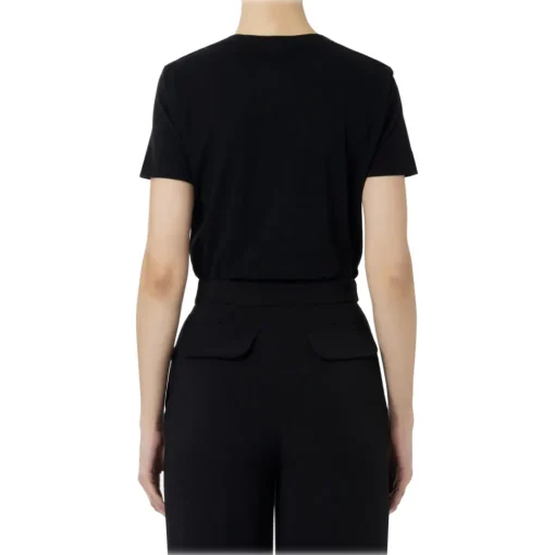 Elisabetta Franchi T-shirt-- T-Shirt with Metal Logo Application - Black - T-Shirt - Made in Italy - Luxury Exclusive Collection - Avvenice