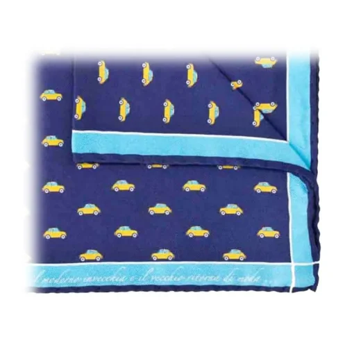 Fefe Napoli Ties & Bow Ties-Fefè Napoli - Blue Cinquecento Silk Dandy Pocket Square - Pocket-Square - Handmade in Italy - Luxury Exclusive Collection - Avvenice