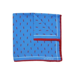 Fefe Napoli Ties & Bow Ties-Fefè Napoli - Blue Denim Lucky Horns Silk Pocket Square - Pocket-Square - Handmade in Italy - Luxury Exclusive Collection - Avvenice