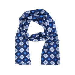 Fefe Napoli Scarves-Fefè Napoli - Blue Flowers Dandy Silk Scarf - Scarves and Foulards - Handmade in Italy - Luxury Exclusive Collection - Avvenice