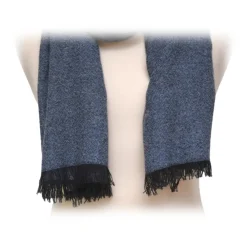 Fefe Napoli Scarves-Fefè Napoli - Blue Jeans Cashmere Elegance Scarf - Scarves and Foulards - Handmade in Italy - Luxury Exclusive Collection - Avvenice