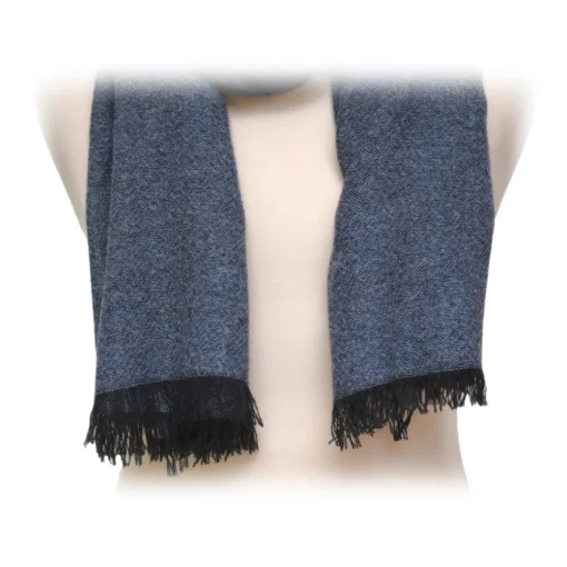 Fefe Napoli Scarves-Fefè Napoli - Blue Jeans Cashmere Elegance Scarf - Scarves and Foulards - Handmade in Italy - Luxury Exclusive Collection - Avvenice