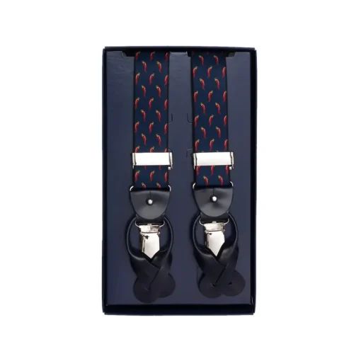 Fefe Napoli Other Accessories-Fefè Napoli - Blue Lucky Horns Scaramantia Suspenders - Braces - Handmade in Italy - Luxury Exclusive Collection - Avvenice