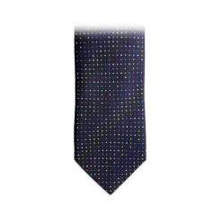 Fefe Napoli Ties & Bow Ties-Fefè Napoli - Blue Multicolor Pois Gentleman Silk Tie - Ties - Handmade in Italy - Luxury Exclusive Collection - Avvenice