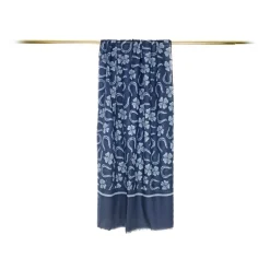 Fefe Napoli Scarves-Fefè Napoli - Blue Napoli Scaramantia Wool Scarf - Scarves and Foulards - Handmade in Italy - Luxury Exclusive Collection - Avvenice