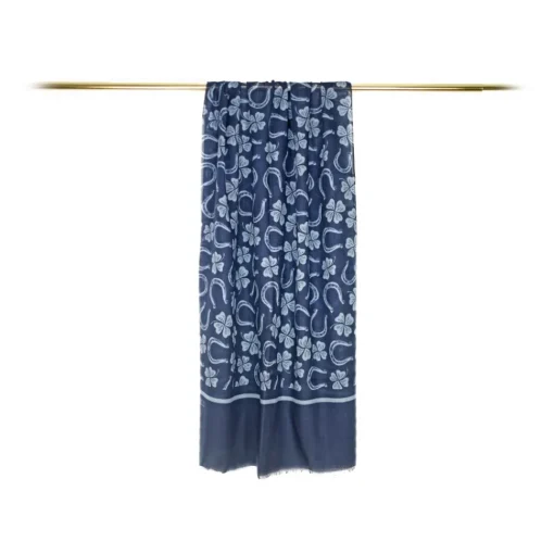 Fefe Napoli Scarves-Fefè Napoli - Blue Napoli Scaramantia Wool Scarf - Scarves and Foulards - Handmade in Italy - Luxury Exclusive Collection - Avvenice
