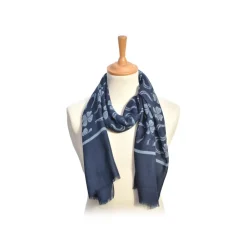 Fefe Napoli Scarves-Fefè Napoli - Blue Napoli Scaramantia Wool Scarf - Scarves and Foulards - Handmade in Italy - Luxury Exclusive Collection - Avvenice