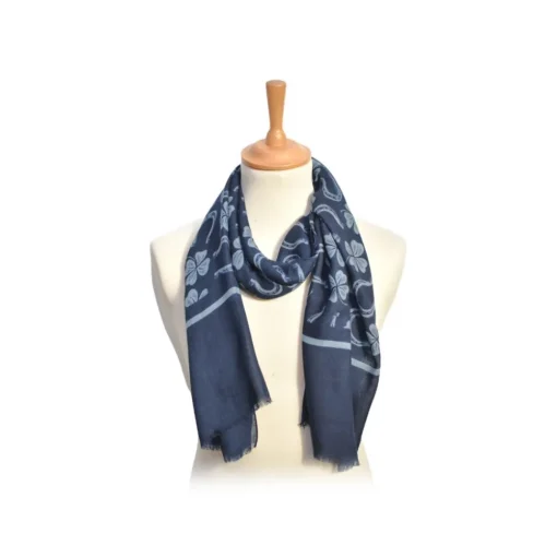 Fefe Napoli Scarves-Fefè Napoli - Blue Napoli Scaramantia Wool Scarf - Scarves and Foulards - Handmade in Italy - Luxury Exclusive Collection - Avvenice