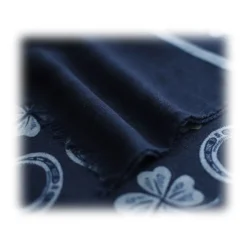 Fefe Napoli Scarves-Fefè Napoli - Blue Napoli Scaramantia Wool Scarf - Scarves and Foulards - Handmade in Italy - Luxury Exclusive Collection - Avvenice