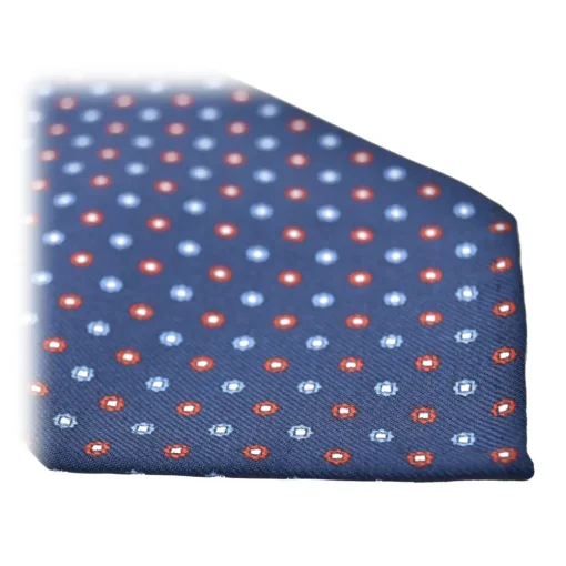 Fefe Napoli Ties & Bow Ties-Fefè Napoli - Blue Navy 7 Folds Gentleman Silk Unlined Tie - Ties - Handmade in Italy - Luxury Exclusive Collection - Avvenice