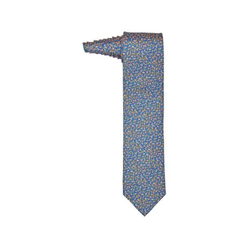 Fefe Napoli Ties & Bow Ties-Fefè Napoli - Blue Orange Lemons Silk Tie - Ties - Handmade in Italy - Luxury Exclusive Collection - Avvenice