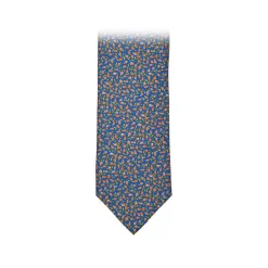 Fefe Napoli Ties & Bow Ties-Fefè Napoli - Blue Orange Lemons Silk Tie - Ties - Handmade in Italy - Luxury Exclusive Collection - Avvenice