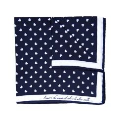 Fefe Napoli Ties & Bow Ties-Fefè Napoli - Blue White Heart Silk Dandy Pocket Square - Pocket-Square - Handmade in Italy - Luxury Exclusive Collection - Avvenice