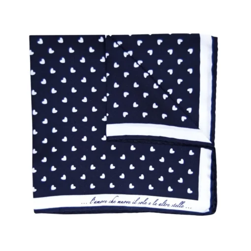 Fefe Napoli Ties & Bow Ties-Fefè Napoli - Blue White Heart Silk Dandy Pocket Square - Pocket-Square - Handmade in Italy - Luxury Exclusive Collection - Avvenice