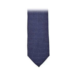 Fefe Napoli Ties & Bow Ties-Fefè Napoli - Blue White Pois Gentleman Silk Tie - Ties - Handmade in Italy - Luxury Exclusive Collection - Avvenice