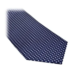 Fefe Napoli Ties & Bow Ties-Fefè Napoli - Blue White Pois Gentleman Silk Tie - Ties - Handmade in Italy - Luxury Exclusive Collection - Avvenice